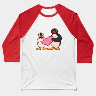 cute pingu and pinga penguin holding heart Baseball T-Shirt